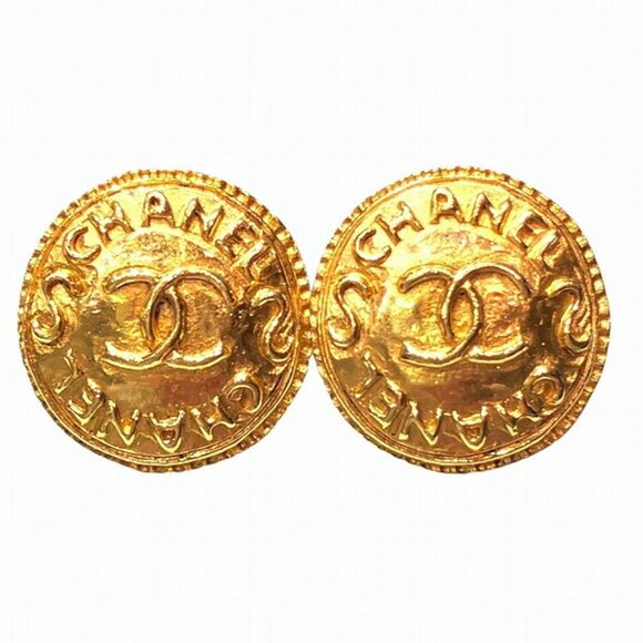 CHANEL Gold Logo Earrings - Picture 1 of 9
